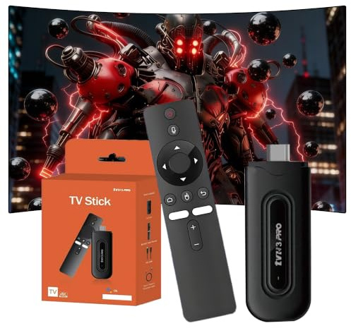 TV3PRO Android 16 TV Stick,2 GB+16 GB,Allwinner H313 Quad-Core,Dual WiFi, 2,4 GHz + 5 GHz e Bluetooth 5.4,Android TV Box con Telecomando Vocale Bluetooth,per Soggiorno e Camera da Letto,Type-C (nero)