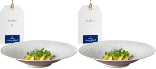 Villeroy & Boch Manufacture Rock Blanc Schale, 28,7 cm, Premium Porzellan, Weiß (Packung mit 2)