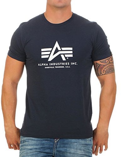 Alpha Industries Herren Basic T-Shirt,Blau (Navy 02), Small
