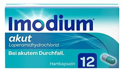 Imodium® akut Hartkapseln - Schnelle Hilfe bei akutem Durchfall - mit dem Wirkstoff Loperamid - Gut verträglich - 12 Kapseln