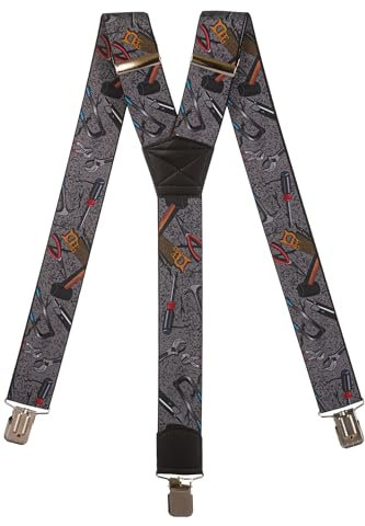 Olata Hosenträger extra starken mit 3 Clips Y-Form, Gedruckt Design - 4cm. DIY (Grau)