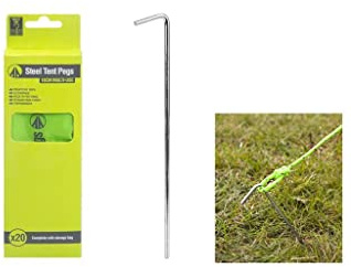 Summit Pack of 20 Outdoor Camping Tent Pegs in Carry Bag