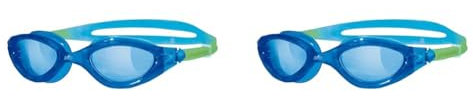 Zoggs Panorama Junior Gafas de Natación para Niños – Gafas de Piscina para Niños Antivaho con Protección UV Tintada, Sello Antifugas y Visión Amplia – Lentes Azules, Azul y Verde, 6-14 Años