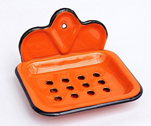 DanDiBo Seifenhalter 618 Orange Seifenschale 13 cm emailliert Landhaus Emaille Seifenspender