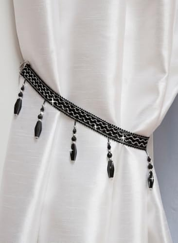 John Aird PAIR (x2) Crystal Beaded Curtain Tie Back (Black)
