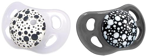 Twistshake Baby-Schnuller – 2er-Pack | Kieferorthopädische Form | Ultraleicht | Weicher Silikonsauger | BPA-frei | Geeignet für Babys ab 6 Monaten | Schwarz Weiß