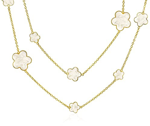 Bling Jewelry La Mode Tasse En Métal Crème Fleur De Trèfle Àongue Collier Couches En Plaqué Or Pour Femmes