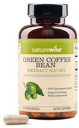 NatureWise Green Coffee Bean Extract 800mg - with 50% Chlorogenic Acids - Support for Weight Goals, Energy, and Antioxidants - Vegan, Non-GMO - 60 Capsules[1-Month Supply]