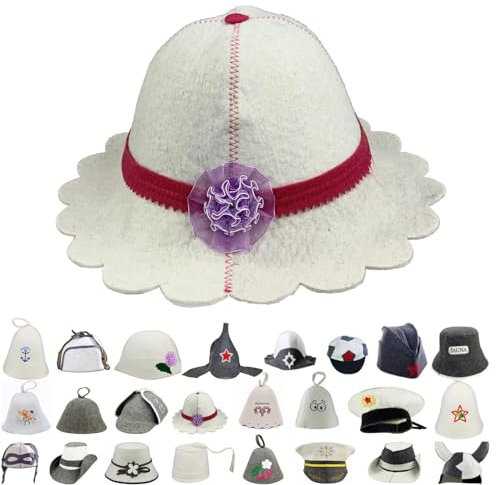 GMMH Einzigartiger Saunahut aus Wollfilz, Panama 1527, Saunamütze mit witzigen Motiven für Damen und Herren, Filz Kopfschutz Saunakappe Filzkappe Mütze Filzhut Kappe Sauna, Finnische Sauna