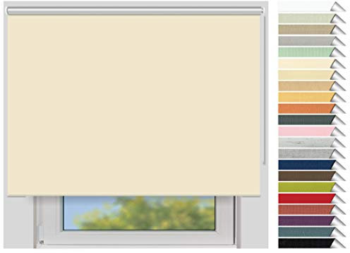 EFIXS Thermorollo Maxi - Rollos nach Maß - 32 mm Rollowelle - Stoffbreite bis 250 cm, Höhe bis 300 cm - Hier: bis 250 cm x bis 190 cm (BxH) - cremeweiss (056) - mit & ohne Bohren