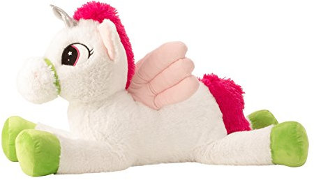 Lifestyle & More Großes Einhorn mit Flügeln Kuscheltier Plüschtier weiß/pink XL 85 cm groß und samtig weich