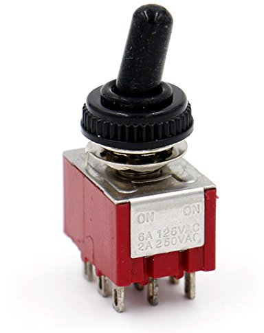 Heschen Miniatur Kippschalter MTS-302 ON-ON 3PDT 9 Pin, 2A 250V 6A 125V, mit wasserdichter Abdeckung, 2 Stück