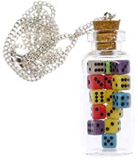 Miniblings Würfel Glas Kette Halskette 45cm Bunt Spiel Spielzeug Glück - Handmade Modeschmuck - Gliederkette versilbert