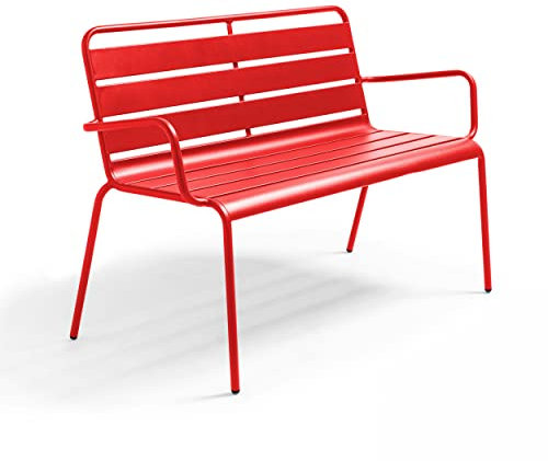 Oviala Gartenbank aus Metall, Rot – Palavas
