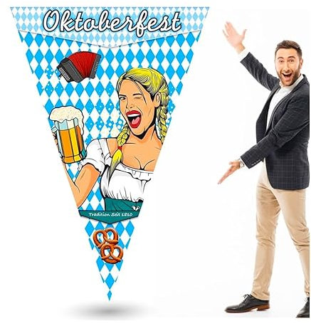 XXL 150 x 90 cm Wimpel Dreieck Wiesn Deko Dekoration zum Aufhängen für Ihr Oktoberfest Dahoam