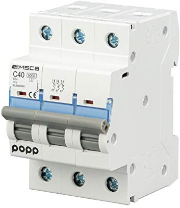 POPP® Interruptor Automático Magnetotérmico industrial CURVA C 1P 2P 3P + 6A 10A 16A 20A 25A 32A 40A 50A 63A … (3P, 40A)