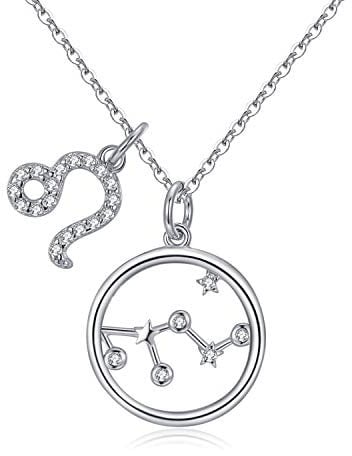 Qings Löwe Sternzeichen Stern Halskette- Sternbild-Serie 925 Sterling Silber Damen Kette, Beste Geburtstag Geschenk für Frauen