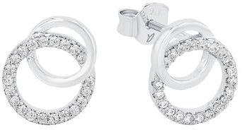Amor Ohrstecker 925 Sterling Silber Damen Ohrschmuck, mit Zirkonia synth., 1,1 cm, Silber, Kommt in Schmuck Geschenk Box, 2026212