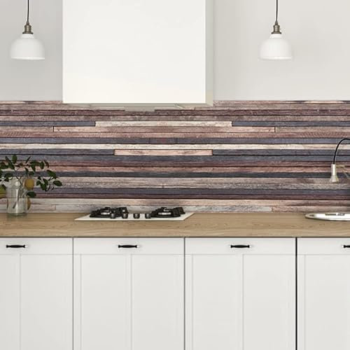 Crédence adhésive cuisine PVC 260_x_60_cm Bois sombre Rouleau adhesif decoratif 100% fabriqué en Italie, avec encre non toxique, ignifuge et résistant à l'eau