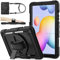SEYMAC stock for Samsung Galaxy Tab S6 Lite Case 10.4 Inch 2024/2022/2020, Full Body Shockproof S6 Lite Case with Screen Protector, 360° Rotating Hand Strap/Stand, Pen Holder, Shoulder Strap, Black