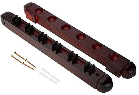 Billard Wandhalterung, Billard Queue Halter, Billard Zubehör Billardqueues Halterung, Queue Wandhalterung Rack mit Clips, Hartholz Pool Queue Rack, Hält 6 Queues