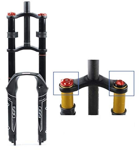 LHHL Fourche Suspension pour Vélo 26/27.5/29 VTT Double Épaule Hydraulique Descente Rappel Amortissement Frein Disque DH/AM/FR 1-1/8 QR Voyage 130mm(A-Black,26in)