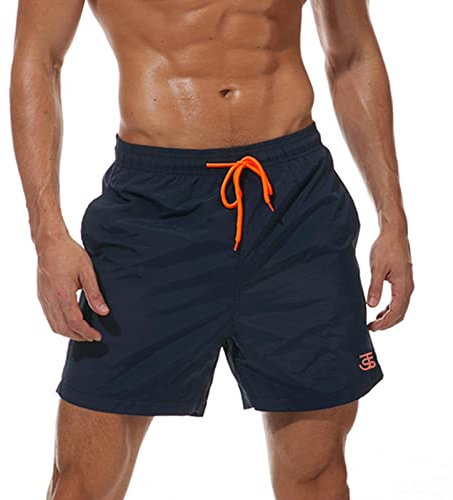 JustSun Herren Badehose Männer Badeshorts Herren Kurz Schnelltrocknend Schwimmhose Boardshorts StrandShorts Herren Beachshorts Dunkelblau XL