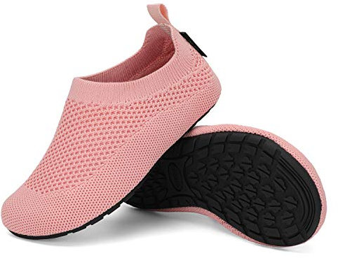 SAGUARO Chaussons Maison Enfants Pantoufle d'intérieur Garçons Fille Antidérapantes Chaussures de Semelle en Caoutchouc, Rose Foncé, 22/23 EU