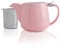 VIVILINEN Porcelain Teapot with SLS Lids and Removable Infuser, 550ml/18.6oz Ceramic Stump Teapot for Blooming & Loose Leaf Tea Pink