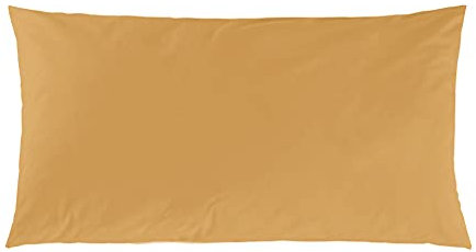Decoper ® Mako-Satin Kissenbezug aus 100% Baumwolle | Atmungsaktiv & kuschelig weich | Farbe Senf Gelb | 1 teilig - 40 x 80 cm