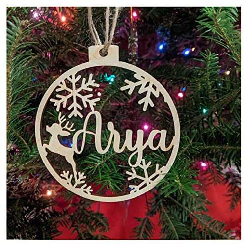 Personalisierter Name Ihres Hundes, personalisierte Weihnachtskugel-Geschenkanhänger, individuelle Weihnachtskatzen-Ornament, Holzornament, Kugel mit Namen, personalisiertes Geschenk zum Aufhängen (C,