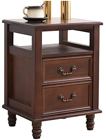 Nachttisch Nachttisch mit 2 Schublade, Holzbett-Tische Retro-Griff Lagerschrank Mitte des Jahrhunderts for Schlafzimmer Wohnzimmer, 13,7 L x12.6 W X21.6 H Nachtschrank ( Color : Walnut Color )