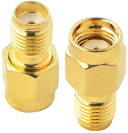 Boobrie 2 Stück SMA-Buchse auf RP-SMA-Stecker-Adapter SMA-Koaxial-Koax-Adapter Antennenstecker RP-SMA-Stecker auf SMA-Buchse Adapter für WiFi-Antenne Brille FPV-Drohne Signalverstärker WiFi Router