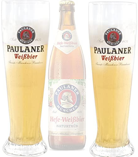QMBasic 2x WEIZENBIERGLAS Füllstrich 0,5 L für PAULANER | Bierglas Gläser Münchener Weißbier Weizenbier
