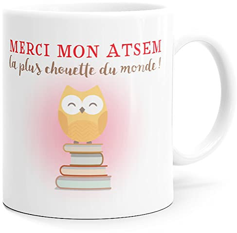 Luigi Collection Mug ATSEM Merci Tasse Message Humour Idée Cadeau Original Fin d’année Scolaire Ecole Maternelle Enfant Souvenir pour Anniversaire Noël. Souriez dès le Matin