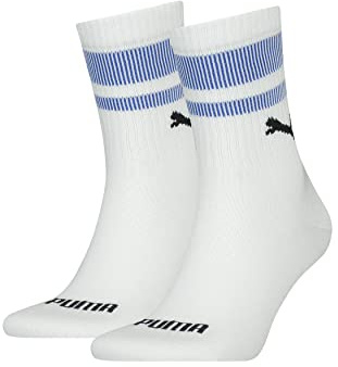 PUMA Unisex New Heritage Short Crew Hosiery, White Benjamin Blue, 43/46
