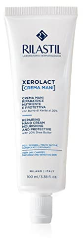 Rilastil Xerolact Crema Mani Riparatrice, Trattamento Restitutivo, Nutriente e Protettiva con Burro di Karité per Pelli Sensibili, Molto Secche, Confezione da 100ml