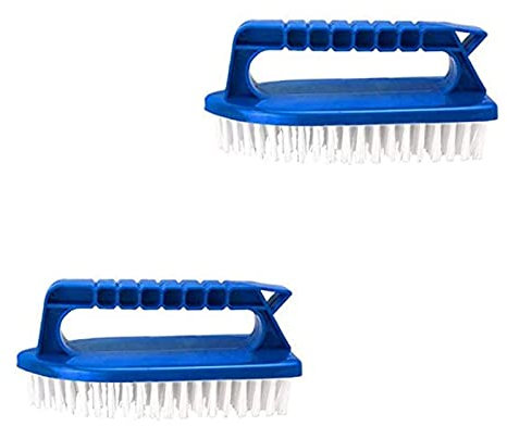 well2wellness® 2 x Pool Handbürste Reinigungsbürste mit blauem Griff und weißen Borsten