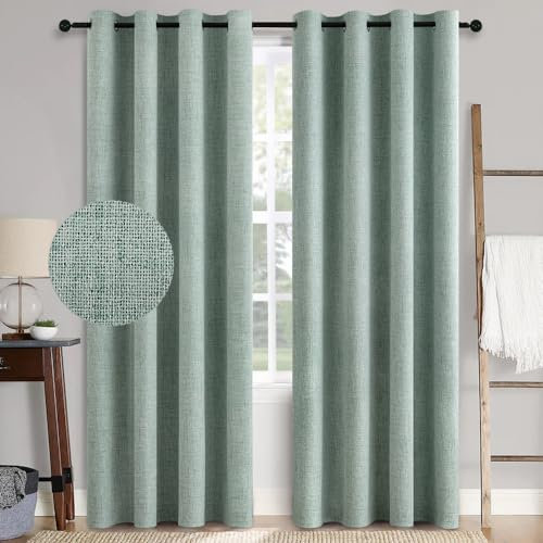 MIULEE Verdunklungsvorhänge mit ösen Gardinen Leinenoptik 2er Set 260 x 140 cm Sommer Grün Vorhang Blickdicht mit Ösen Thermovorhang Kälteschutz Vorhänge Wohnzimmer Schlafzimmer Wärmeisolierend