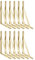 Lot de 12 supports d'étagère triangulaires dorés à angle droit - 25,4 cm