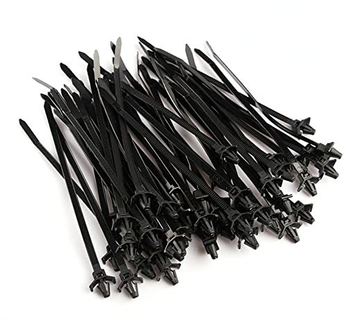 100 PCS Auto Push Mount Kabelbinder, Kabelbaum Befestiger Kabelbinder, Auto Draht Nylon Krawatte Riemen für Kabelbinder