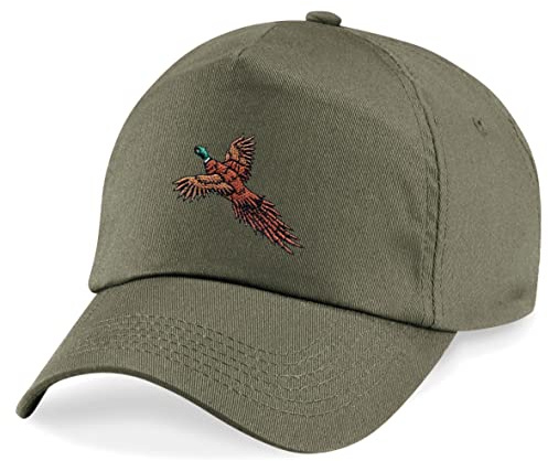 HiViz Kings Pheasant Flying Embroidered Baseball Cap Embroidery Casual Cap (Olive)