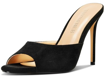 TNYNFBEB Women Stiletto High Heel Peep Open Toe Sandals Slingback Slip-on Wedding Office Cute Basic Classic 3.9 Inches Heels, Black, 7 UK