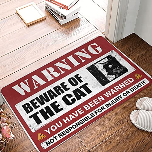 Funny Welcome Mats for Front Door Beware of Cat Doormat Bedroom Door Decorations Fall Door Decorations (Size : 40X60CM)