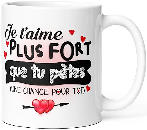 Luigi Collection Mug Humour Amour Tu Pètes Tasse Message drôle Idée Cadeau Original pour Ami Couple Amoureux Collègue Mari Femme Homme Fiancé Copain Copine Anniversaire St Valentin Noël.