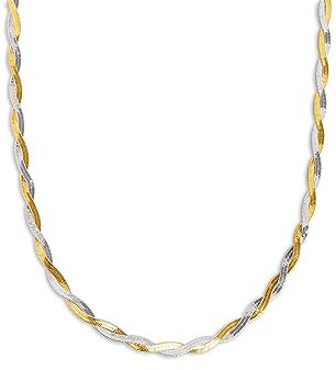 SINGULARU - Halskette Lisse Twister Mix - 18 Kt vergoldetes Edelstahlcollier in zwei Farben - Geflochtene Kette in einer Größe 40 cm mit Verlängerung - Damenschmuck - Verschiedene Ausführungen