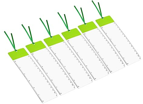 PATIKIL Lesezeichen Lupe mit Lineal 6 Pack 3X Vergrößerung Blatt Seite Lupe Linse für Sehschwache Menschen Lesen Buch Zeitschrift Zeitung Grün
