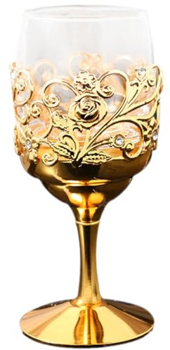 Angoily Weinkelch Aus Glas Schnapsbecher Goldener Weinbecher Im Vintage-Stil Geprägter Kelch Aus Metall Kelchbecher Cocktailglas Weinbecher