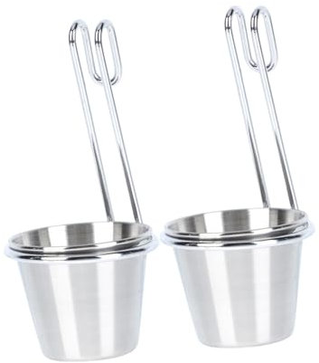 HOMSFOU 2pcs Chip Sauce Bowl Dipping Sauce Cup Seasoning Bowl Oil Dipping Bowls Sushi Dipping Bowls Condiment Bowl Food Containers Dipping Cup Vinegar Dish Stainless Steel Chicken Popcorn