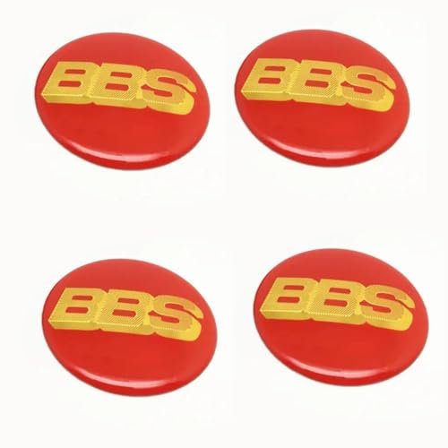 OscitY 4 Stück Auto Radnabenkappen Aufkleber, Für BBS(60MM) Felgen Center Nabendeckel Radmittelkappen wasserdicht Anti-Rost Dekoration Zubehör,D/Red Gold